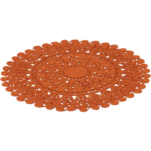 J-Line vloerkleed Oosters Rond - jute - donkeroranje - small