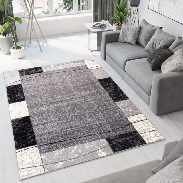 Tapiso Dream Vloerkleed Grijs Woonkamer Modern Laagpolig Frame Tapijt Maat- 180x250 Grijs 10