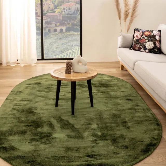 Paon Brillant Viscose vloerkleed ovaal - Glamour groen 200x300
