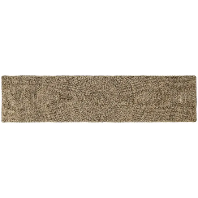 vidaXL Gebied - Tapijt - Naturel - en - Zwart - 60 - x - 300 - cm - Jute Naturel en Zwart