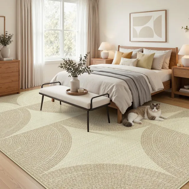 Little Trees LITTLE TREE Geometrisch Tapijt - 200 x 300 cm - Machinewasbaar - Anti‑slip - Modern Minimalistisch - Beige - voor Woonkamer Slaapkamer Eetkamer Kantoor