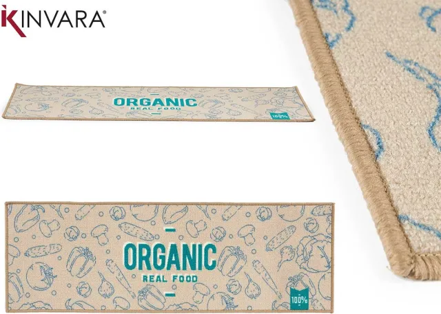 Gift Decor Keukenloper Organic Real Food- Beige/Groen - 40x120 cm - Vloerkleden - Keuken Tapijt - Keukenmat - Loper Tapijt - Loper Vloerkleed