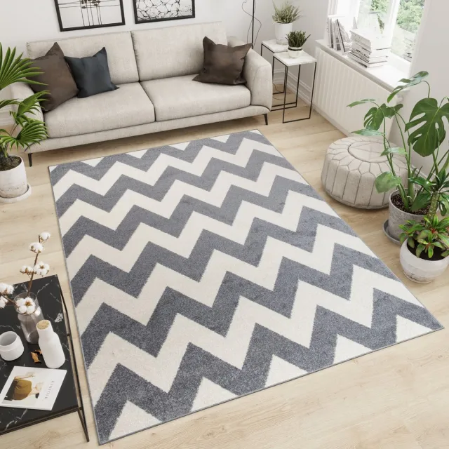 Tapiso Maroko Vloerkleed Woonkamer Zigzag Karpet Lichtgrijs 2