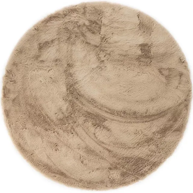 Tapeso Rond hoogpolig vloerkleed - Comfy Plus taupe 160
