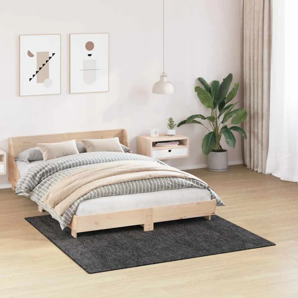 vidaXL Antislip Shaggy Tapijt Donkergrijs 160 x 160 cm PP grijs, foto 3