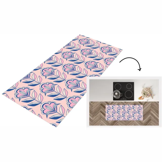 KitchenYeah Keukenloper - Keukenmat vinyl Retro - Design - Bloemen - Keukenmatten loper - Keuken vloerkleed tapijt, foto 2