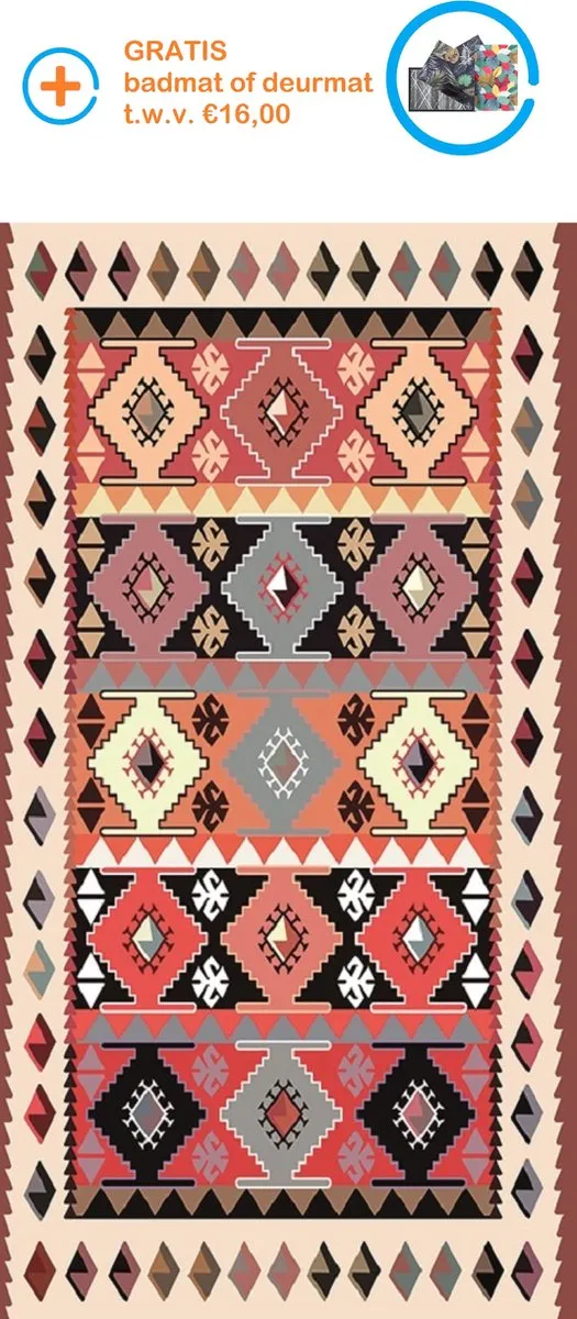 Merkador KLM-21083 - Kelim - Bedrukt tapijten op chenille stof - Vloerkleed - Wasbaar - Laagpolig - Antislip - 160x230 cm. Roze