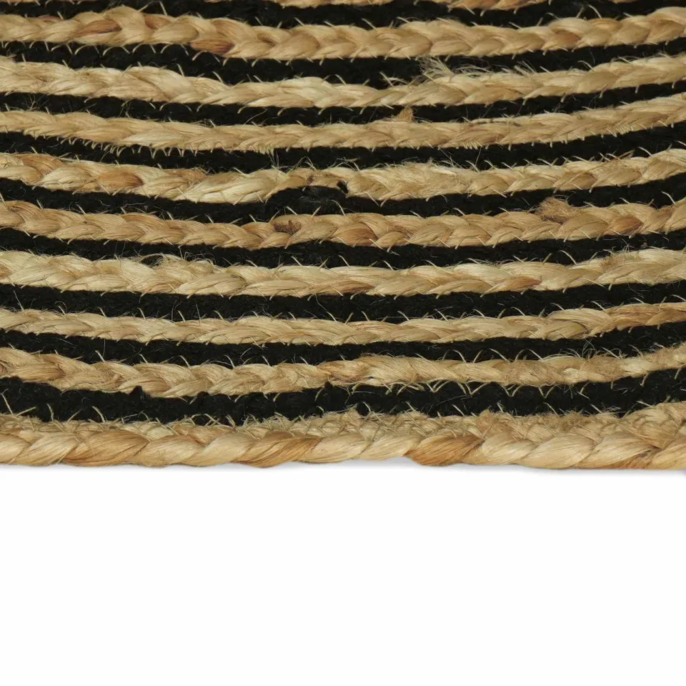 vidaXL Gebied Tapijt Zwart Ø 180 cm Jute, foto 4