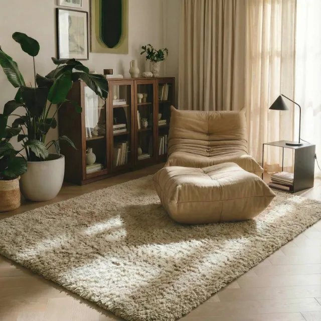MrCarpet Hoogpolig vloerkleed Beige teddy 200x290cm Mrcarpet