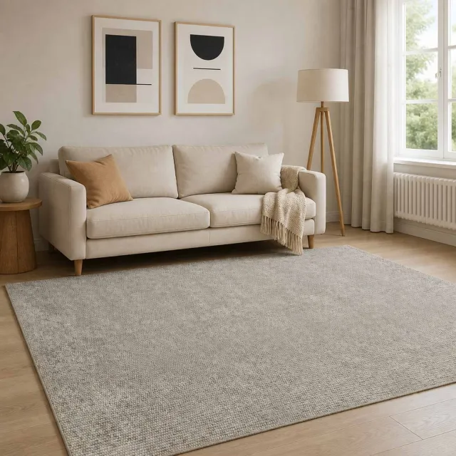 vidaXL Vloerkleed Beige 190 x 300 cm 100% Polyester 3 mm Wasbaar, foto 2