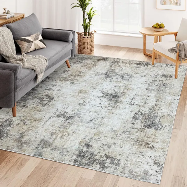 Ibenzoa Vloerkleed met Zachte Abstracte Patronen en Antislip Onderkant voor Diverse Ruimtes bruin grijs