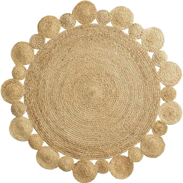 PROMO LINGE Rond vloerkleed 120 cm opengewerkt jute cordou_ Beige