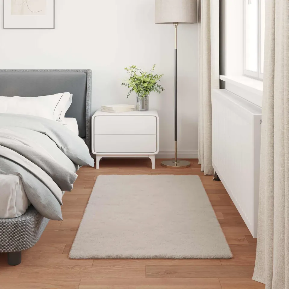 vidaXL Antislip vloerkleed van imitatie konijnenbont OLITE Beige, foto 3