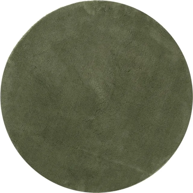vidaXL Rug - HUARTE - Green - Ø - 120 - cm - 100% - Polyester - Plat bosgroen