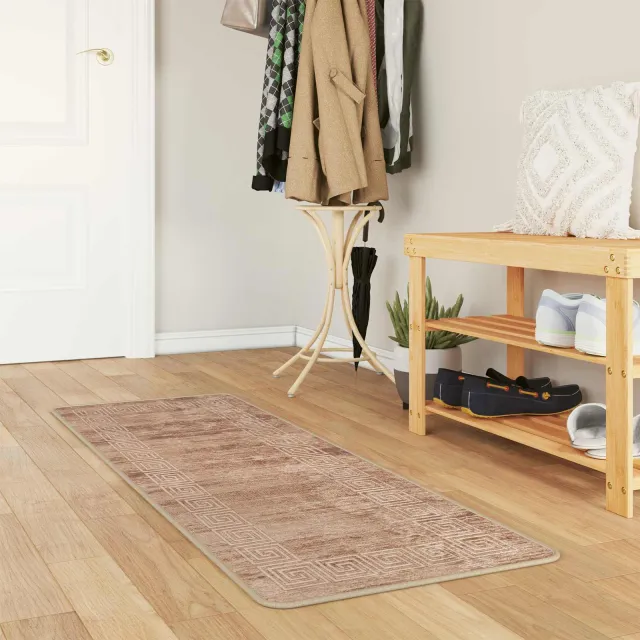 vidaXL Vloerkleedloper MARSA Wit 50 x 100 cm Polyester en PVC, foto 2