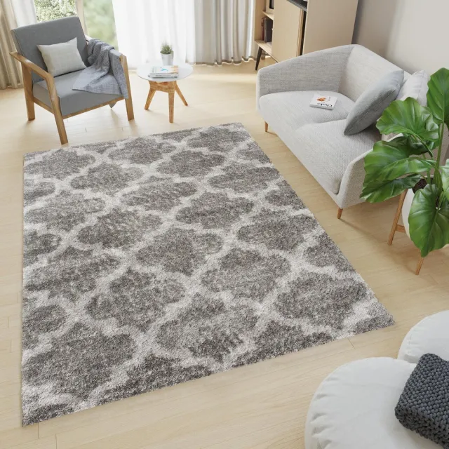Tapiso Versay Vloerkleed Hoogpolig Boho Shaggy Tapijten Grijs Beige2