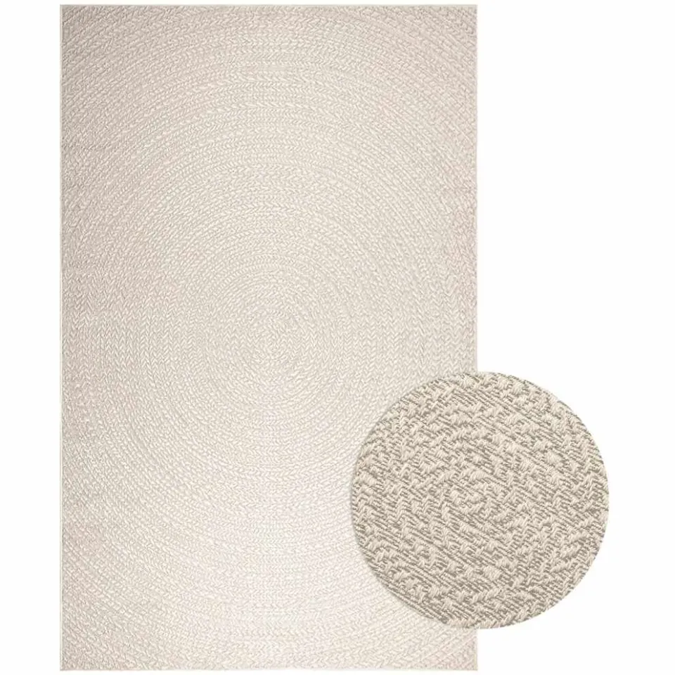 vidaXL Vloerkleed ZIZUR room binnen en buiten 200x290 cm jute look crème, foto 3