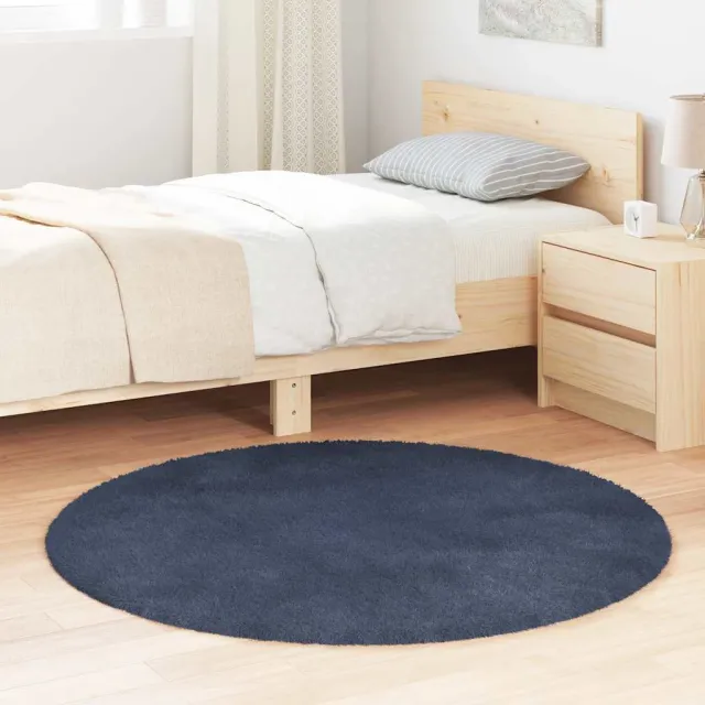 vidaXL Hoogpolig vloerkleed NAVARRA 120x120 cm polyester marineblauw, foto 2