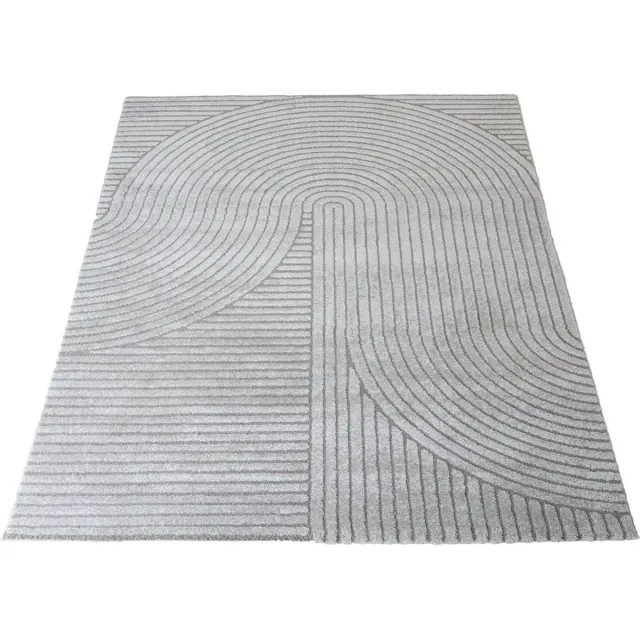 Veer Carpets Vloerkleed Ella Grey 140 x 200 cm - Design Hoog-Laag Vloerkleed met Lijnenpatroon in Scandinavische / Japandi Stijl