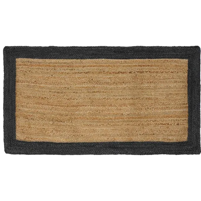 vidaXL Gebied Tapijt Donkergrijs en Natuurlijk 80 x 150 cm Jute