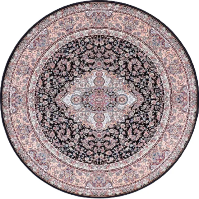 SusaStyle Perzisch Vloerkleed – Salari darkblue – Tapijt 250 cm – Rond donkerblauw/zwart