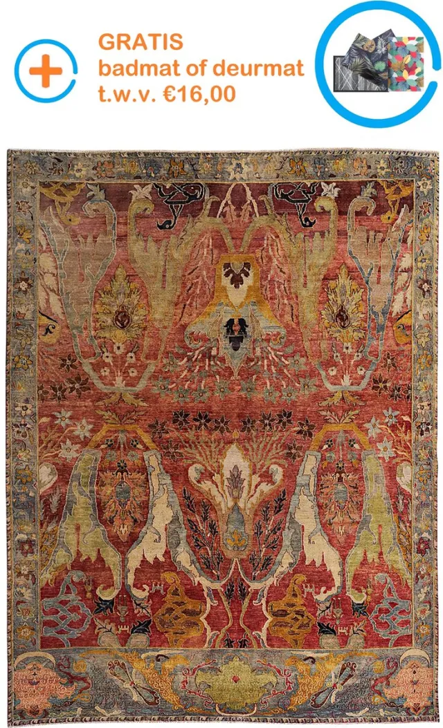 FOTAPIJT Geweven tapijt- Gebloemd - Bedrukt Vloerkleed - 145x215 cm - 6 mm - Polyester Roze