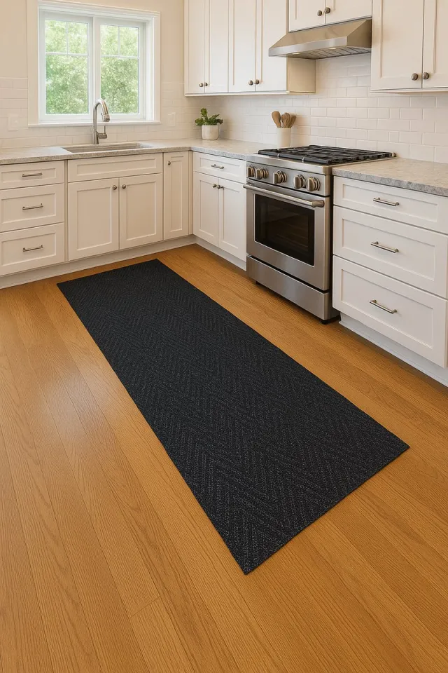 JYG Tapijtloper CHEVRON Antraciet 100 x 550 cm - Keukenloper - Anti Slip - snijdbaar