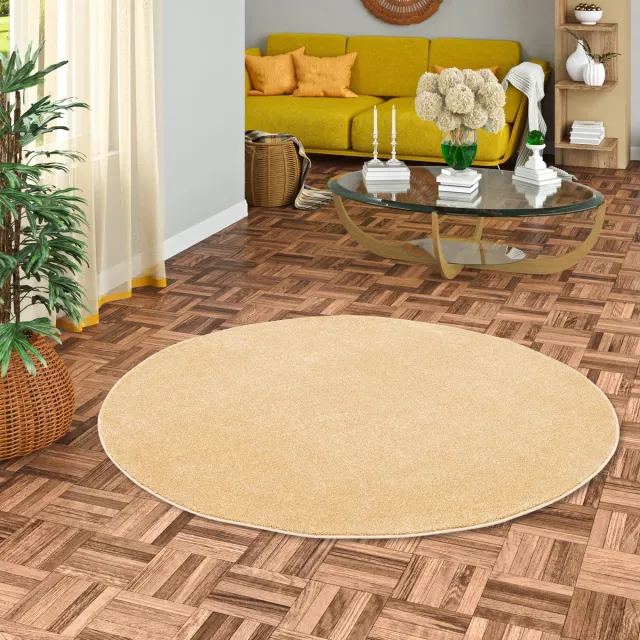 Pergamon Luxe zacht velours vloerkleed Verona rond Beige