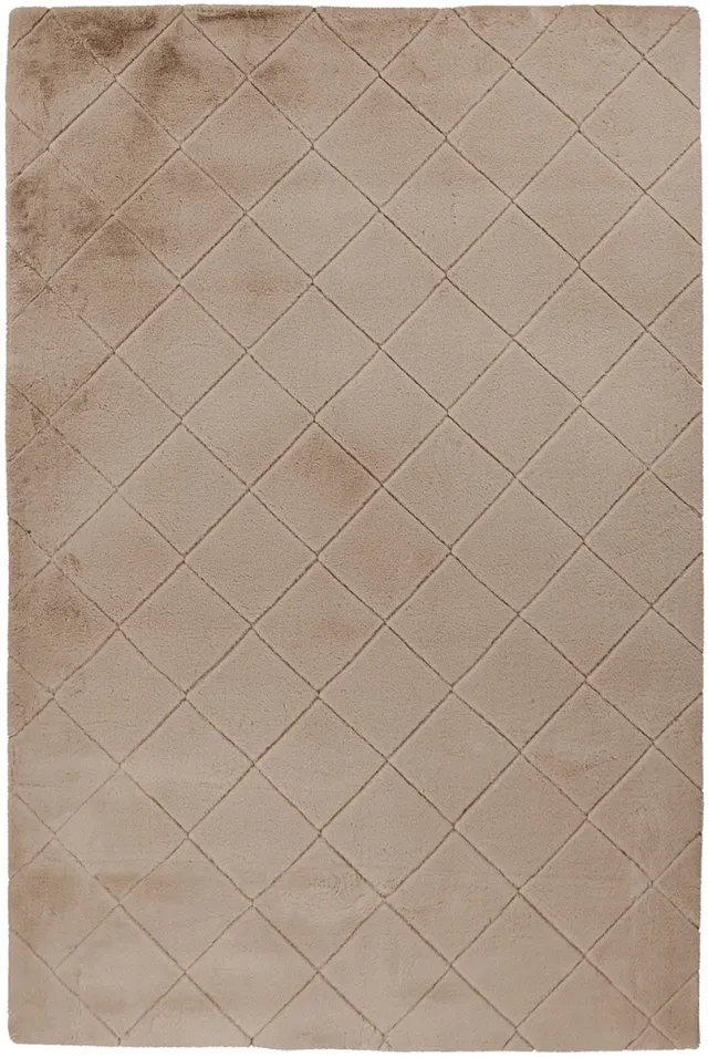 Padiro knus hoogpolig shaggy vloerkleed 200 x 290 cm - donkerbeige - modern geometrisch patroon - voor vloerverwarming - van polyester en katoen