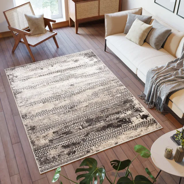 Tapiso Petra Vloerkleed Modern Beige Laagpolig Tapijt Maat- 120x170 Bruin Creme 2