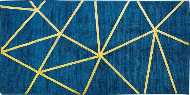 Beliani HAVZA - Vloerkleed - Donkerblauw - Viscose