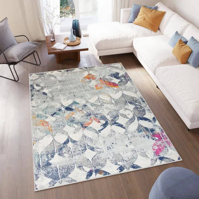 Tapiso Denver Vloerkleed Grijs Blauw Laagpolig Tapijt Lichtgrijs Blauw 2