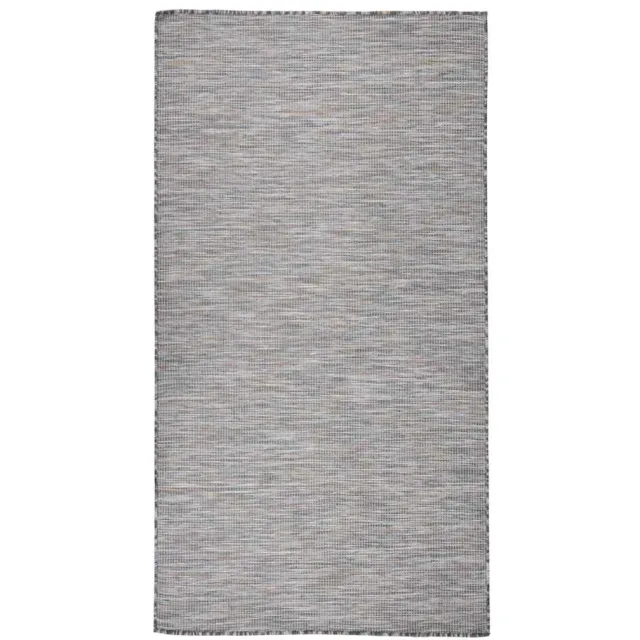 vidaXL Buitenkleed platgeweven 80x150 cm bruin en blauw Zwart