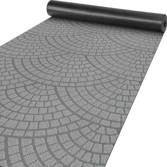 ANRO Tapijtloper Davis Grijs 280x100cm – Velours Gangloper Antislip Keukenloper Hal Op Maat