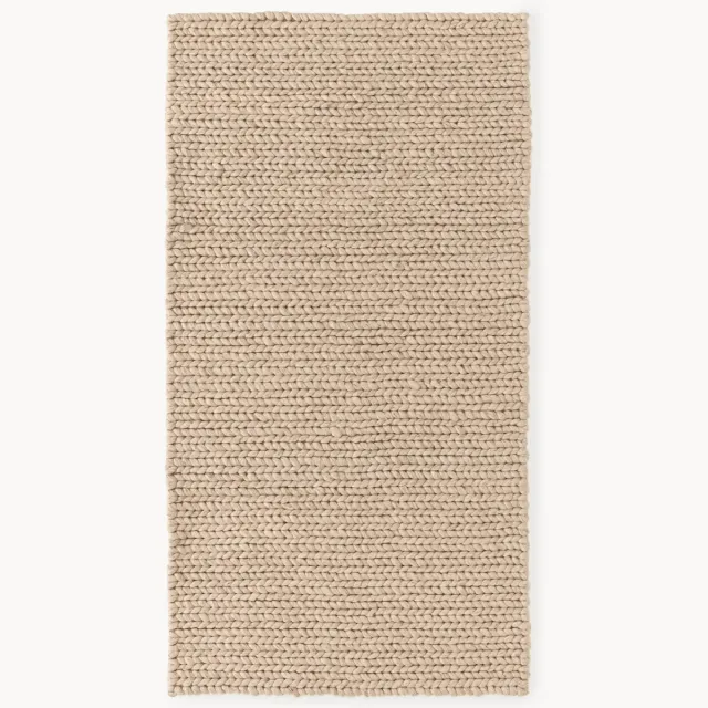 Westwing Collection Handgemaakt wollen vloerkleed Bruna met gevlochten structuur Beige