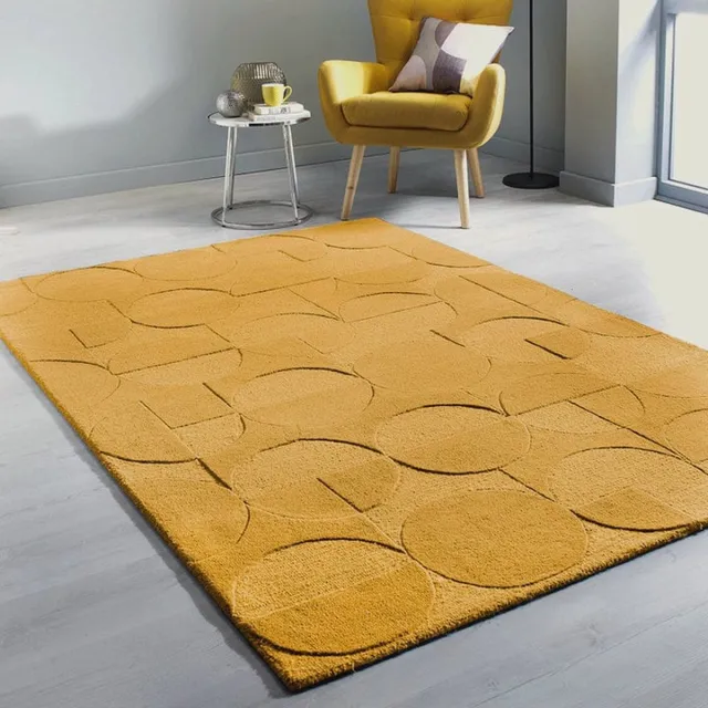 flycarpets Gigi Modern Wol - Geo Vloerkleed - Okergeel