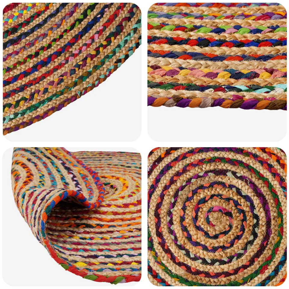 vidaXL Gebied Tapijt Multikleur Ø 210 cm Jute meerkleurig, foto 2