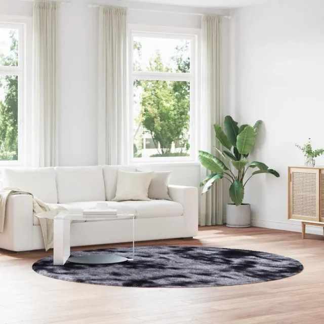 vidaXL Hoogpolig vloerkleed NAVARRA 240x240 cm polyester donkergrijs grijs, foto 2