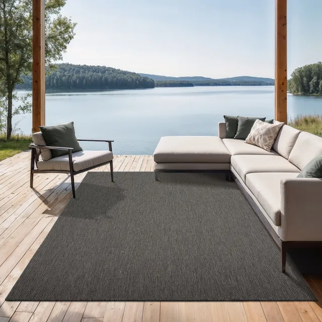 the carpet Mistra – robuust buitentapijt, modern & weerbestendig, voor balkon, terras, keuken of serre, antraciet, 80 x 200 cm