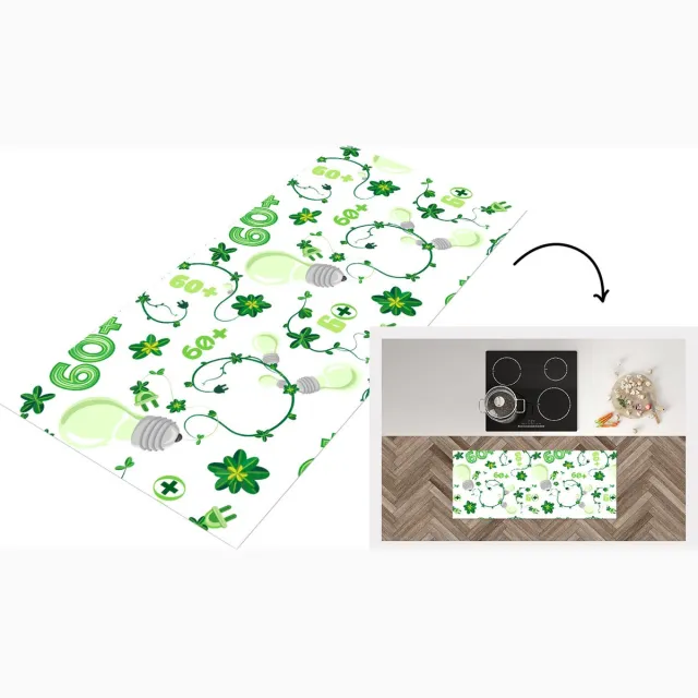 KitchenYeah Keukenloper - Loper keuken - Lampen - Planten - Patronen - 120x50 cm - Keukenloper vinyl Multicolor