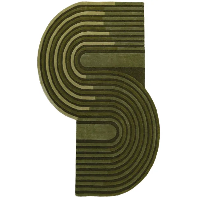 Flair Rugs Conway Retro wollen vloerkleed groen