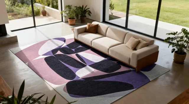 Louis de Poortere Wasbaar Binnen & Buiten Vloerkleed - 170 x 240 cm - Louis De Poortere Stones Eclipse - Laagpolig Tapijt - Gerecycled PET - Made in Belgium - Circulair Paars