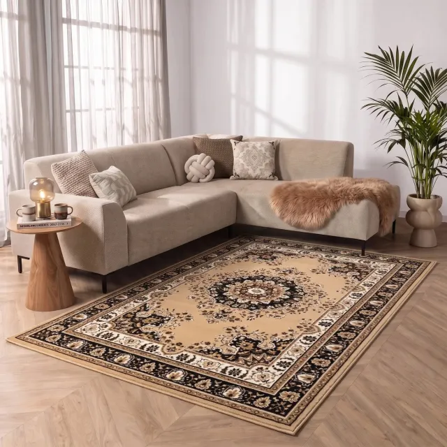 flycarpets Klassiek Beige Vloerkleed Tabriz - Oosters motief - Perzisch Tapijt - 200x300 cm