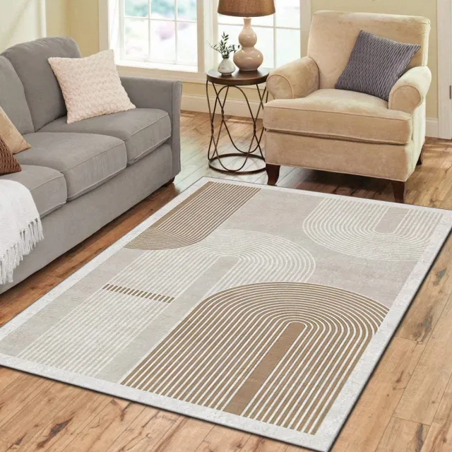 Zeo Wood Vloerkleed - Tapijt Woonkamer - Vloerkleed - Anti Slip - Machinewasbaar Neutrale Regenbogen