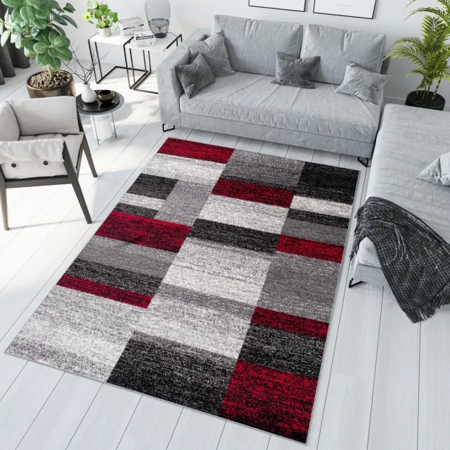 Tapiso Jawa Vloerkleed Grijs Rood Modern Laagpolig Tapijt Grijs Rood 5