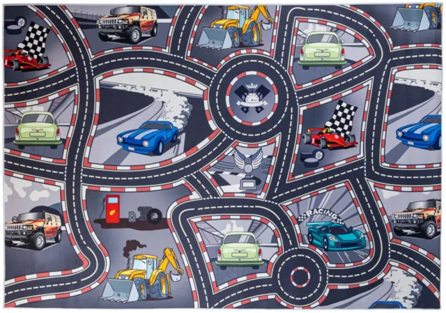 Hamat Speelkleed Racing - Verkeerskleed - 140 x 200 cm - Antislip- Jongens en Meisjes Veelkleurig
