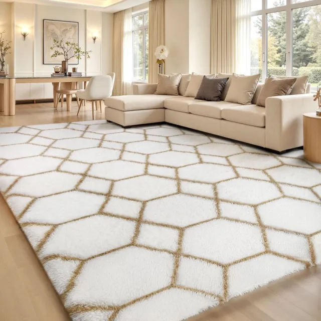Unyqoos Grijs hoogpolig vloerkleed met antislip en wasbare eigenschappen voor elke kamer Wit