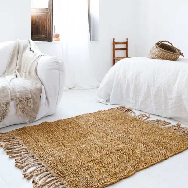 Boho&me Jute vloerkleed vierkant - Chunky goud/naturel 150x150