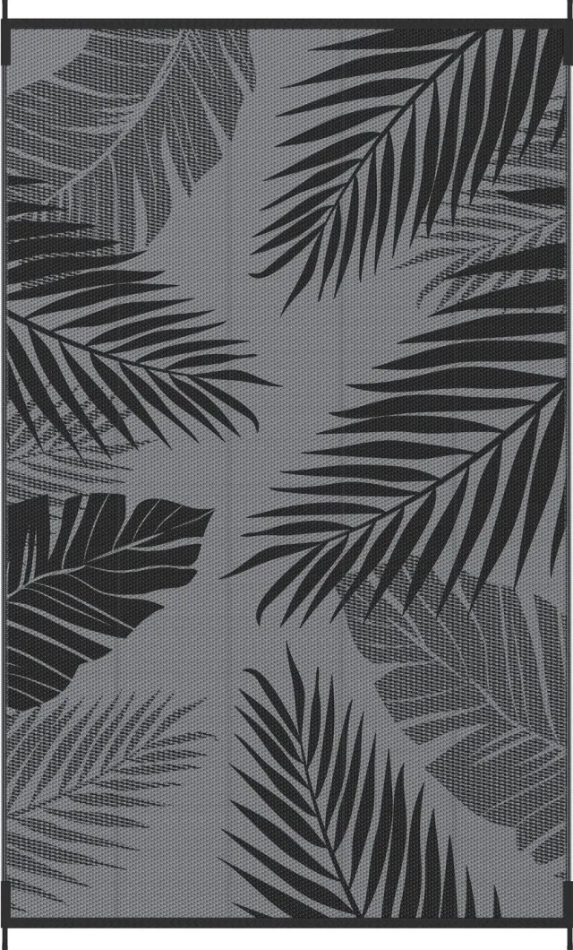 GENIMO Buitentapijt 120x180 cm-Wendbaar met bladmotief-Antislip en eenvoudig te reinigen-Geschikt voor terras, balkon en camping-Grijs