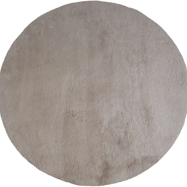 Veer Carpets Vloerkleed Velluto Nature - Rond ø230 cm - Hoogpolig Vloerkleed in Scandinavische / Hotel Chique Stijl Taupe